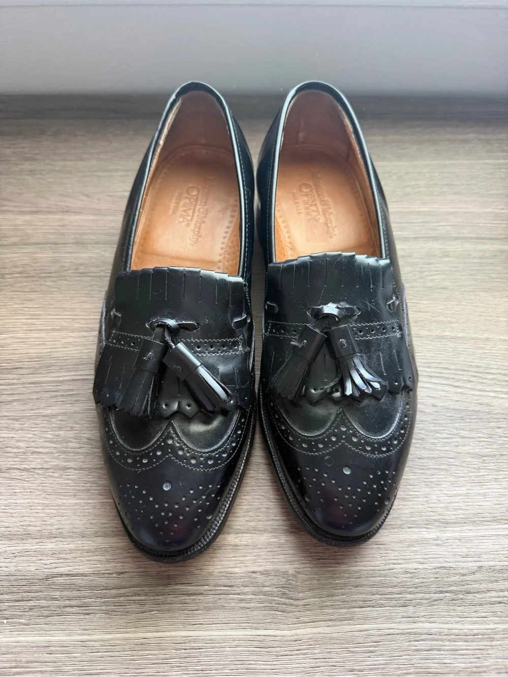 Johnston & Murphy Men's Black Leather Tassel Loafers Size 8